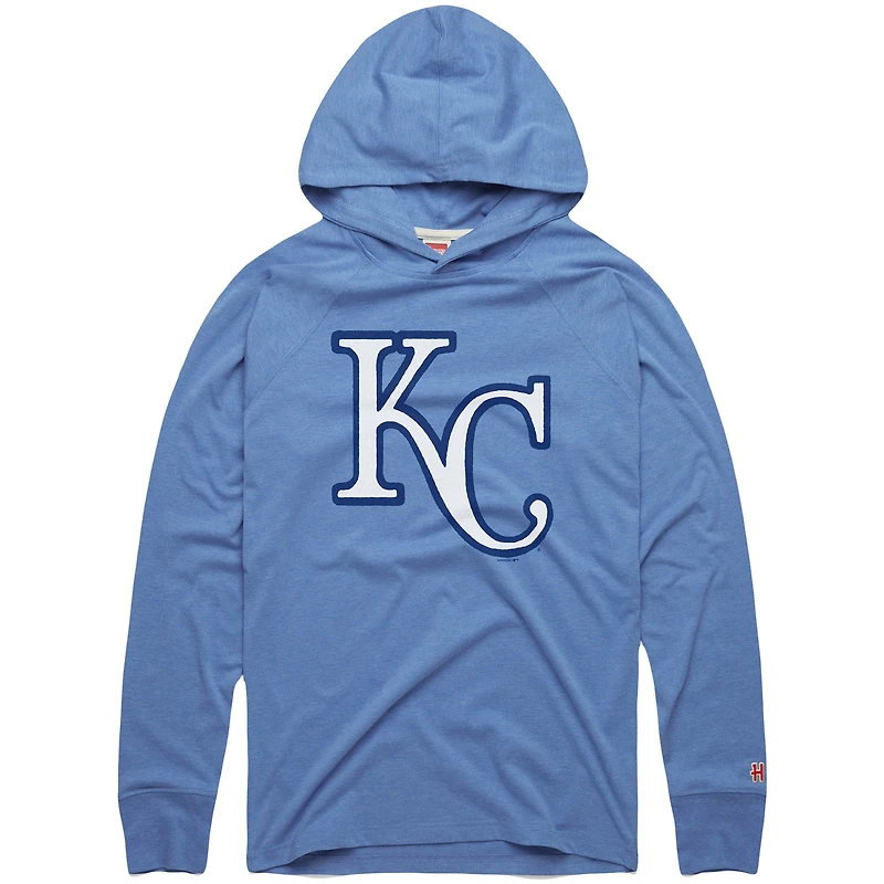 Sweat à capuche léger bleu clair Homage pour homme, motif raglan tri-blend, des Royals de Kansas City