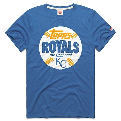 Men's Homage  Royal Kansas City Royals MLB x Topps Baseball The Real One Tri-Blend T-Shirt