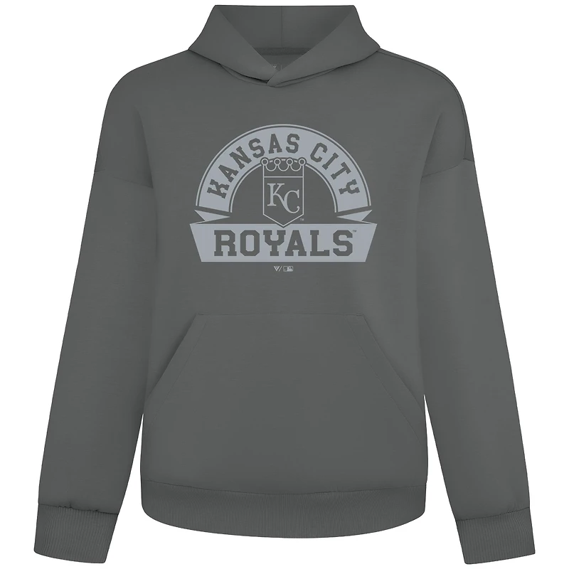 Men's Levelwear Gray Kansas City Royals Luxe Signature Banner Arch Pullover Hoodie