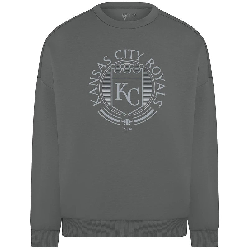 Sweat-shirt à capuche en tissu grainé signature luxe gris Kansas City Royals pour homme Levelwear