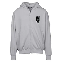 Sweat à capuche surdimensionné entièrement zippé motif camouflage numérique Uphill pour homme, gris, des Kansas City Royals