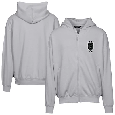 Sweat à capuche surdimensionné entièrement zippé motif camouflage numérique Uphill pour homme, gris, des Kansas City Royals