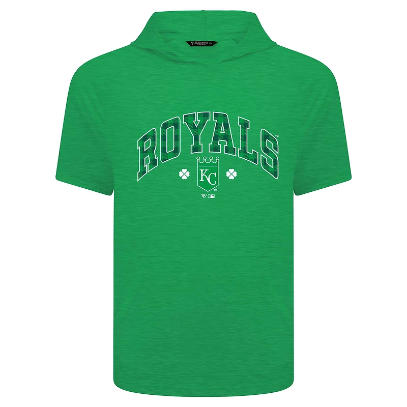 Sweat à capuche manches courtes et carreaux pour homme Levelwear Green Kansas City Royals St. Patrick's Day