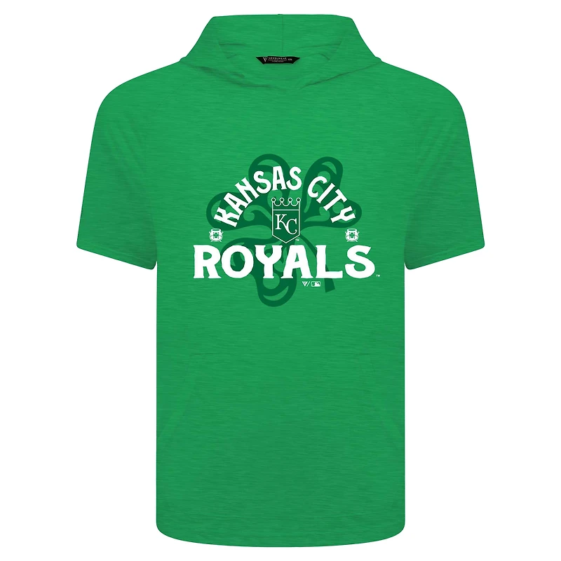 T-shirt à capuche manches courtes et imprimé trèfle de la Saint-Patrick pour homme, vert, Kansas City Royals