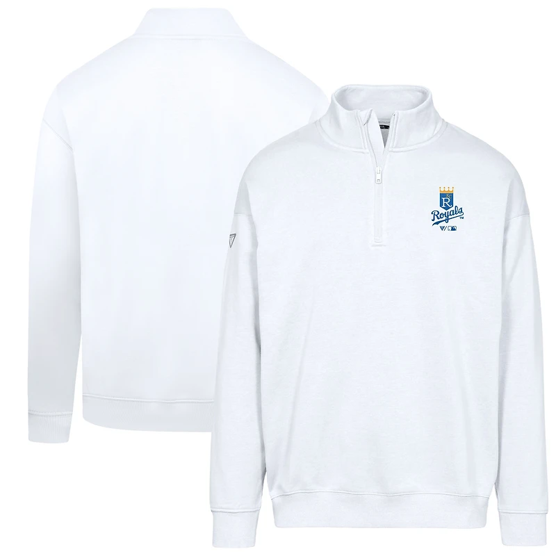 Men's Levelwear  White Kansas City Royals Cooperstown Collection Murray Quarter-Zip Sweatshirt