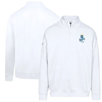 Men's Levelwear White Kansas City Royals Cooperstown Collection Murray Quarter-Zip Sweatshirt
