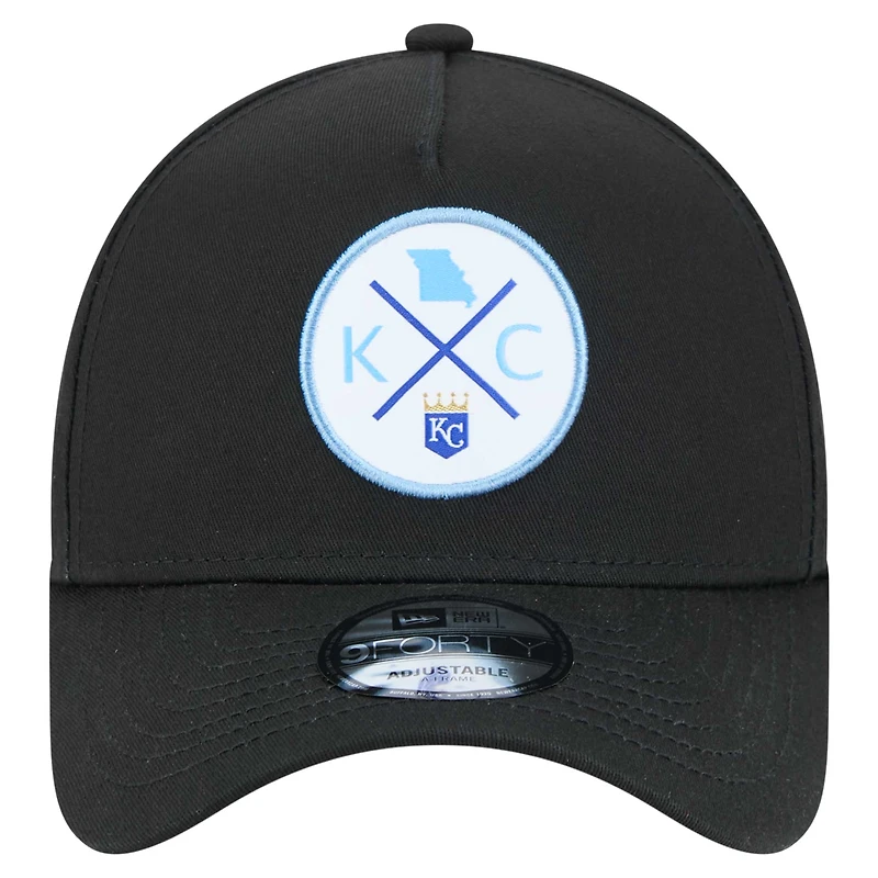Men's New Era Black Kansas City Royals 9FORTY A-Frame Adjustable Hat