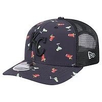 Men's New Era Black Kansas City Royals Adventure Drinks Pattern 9SEVENTY Stretch-Snap Hat