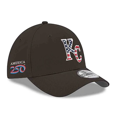 Casquette New Era noire Kansas City Royals America 250 39THIRTY Flex pour homme
