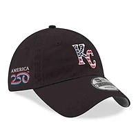 Casquette ajustable New Era noire Kansas City Royals America 250 9TWENTY pour homme