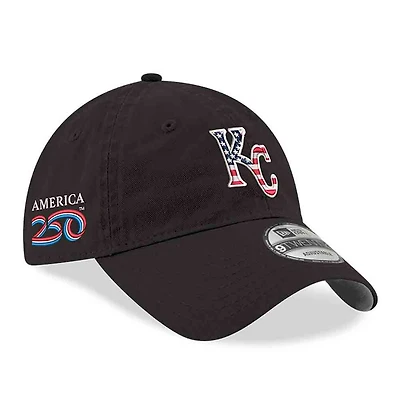 Casquette ajustable New Era noire Kansas City Royals America 250 9TWENTY pour homme