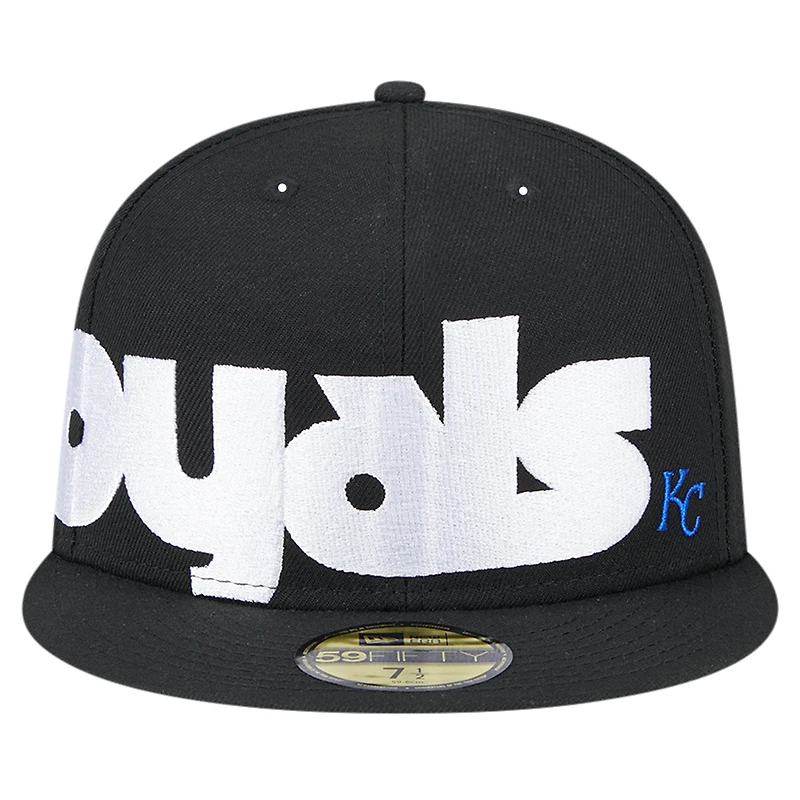 Men's New Era Black Kansas City Royals Checkered Undervisor 59FIFTY Fitted Hat