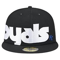Men's New Era Black Kansas City Royals Checkered Undervisor 59FIFTY Fitted Hat