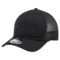 Men's New Era Black Kansas City Royals City Initial 9FORTY A-Frame M-Crown Adjustable Trucker Hat