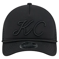 Men's New Era Black Kansas City Royals City Initial 9FORTY A-Frame M-Crown Adjustable Trucker Hat