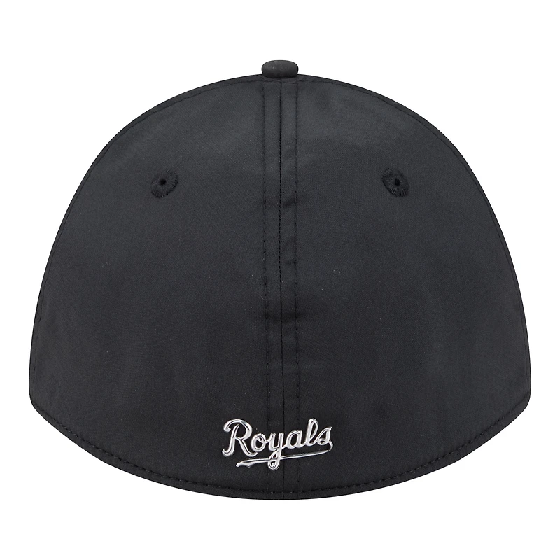 Casquette New Era noire Kansas City Royals métallisée 39THIRTY M-Crown Flex pour homme