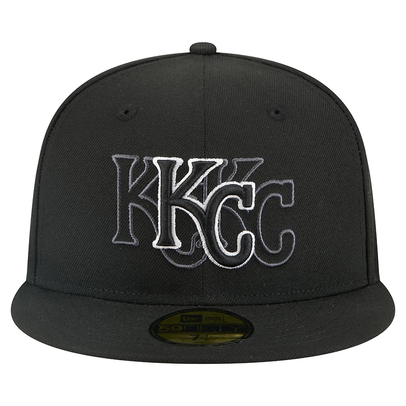 Casquette ajustée New Era noire Kansas City Royals Tri-Hit 59FIFTY pour homme
