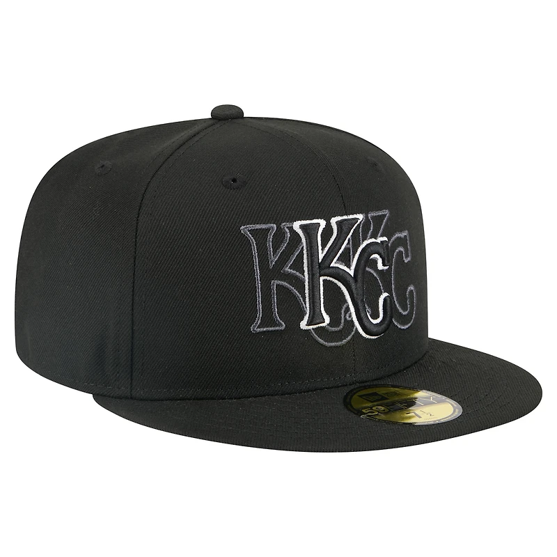 Casquette ajustée New Era noire Kansas City Royals Tri-Hit 59FIFTY pour homme