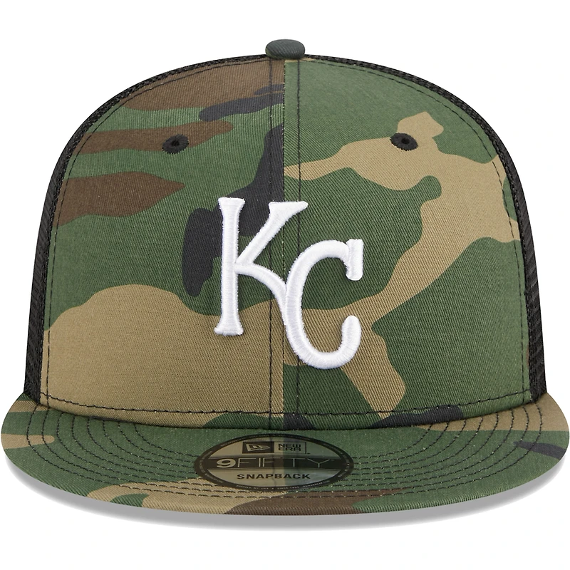 Casquette New Era Camo Kansas City Royals Woodland Camo Trucker 9FIFTY Snapback pour homme