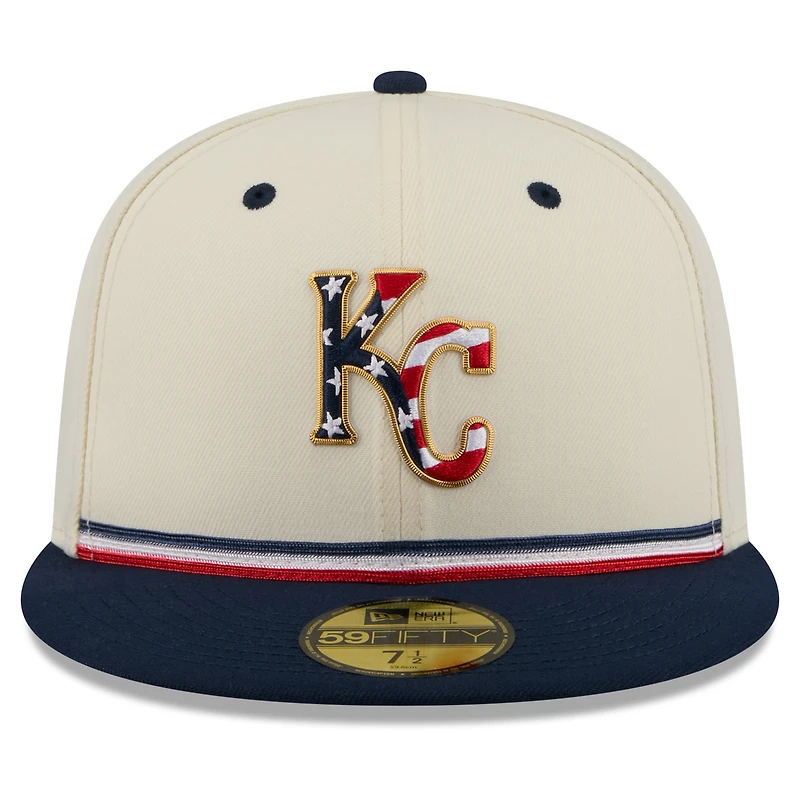 Men's New Era Cream/Navy Kansas City Royals USA 250 Fourth of July 59FIFTY Fitted Hat