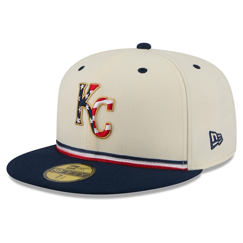 Men's New Era Cream/Navy Kansas City Royals USA 250 Fourth of July 59FIFTY Fitted Hat