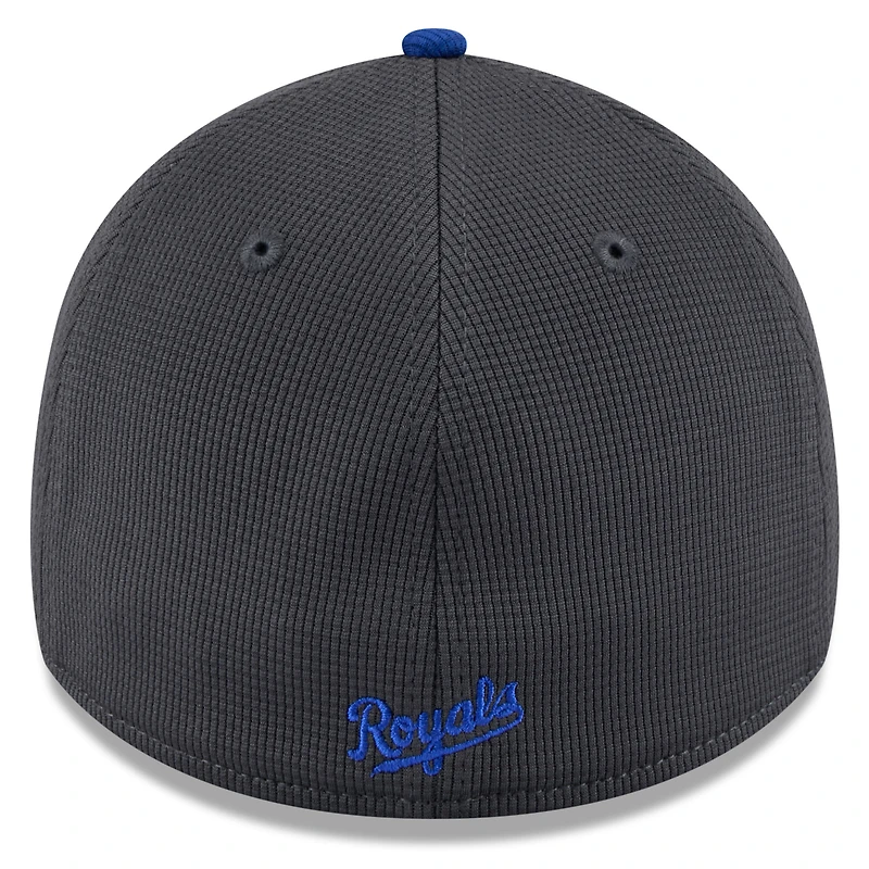 Men's New Era  Gray/Royal Kansas City Royals 2025 Batting Practice 39THIRTY Flex Hat