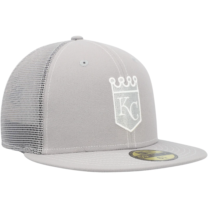 Casquette ajustée 59FIFTY pour entraînement au bâton sur le terrain des Royals de Kansas City 2023 New Era grise homme