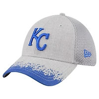 Men's New Era Gray Kansas City Royals Visor Paint Splatter 39THIRTY Flex Hat