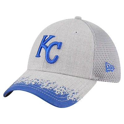 Men's New Era Gray Kansas City Royals Visor Paint Splatter 39THIRTY Flex Hat