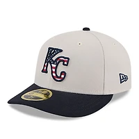Casquette ajustée 59FIFTY à profil bas du 4 juillet New Era pour hommes, kaki/noir, Kansas City Royals 2024