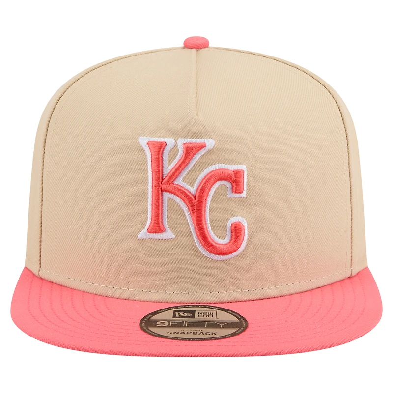 Men's New Era  Light Beige/Coral Kansas City Royals Color Pack A-Frame 9FIFTY Snapback Hat
