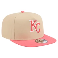 Men's New Era  Light Beige/Coral Kansas City Royals Color Pack A-Frame 9FIFTY Snapback Hat