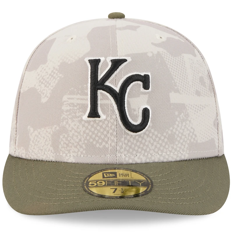 Casquette ajustée 59FIFTY pour homme New Era beige clair/olive Kansas City Royals 2025 Armed Forces Day