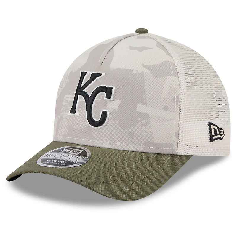 Men's New Era Light Beige/Olive Kansas City Royals 2025 Armed Forces Day 9FORTY M-Crown A-Frame Adjustable Hat