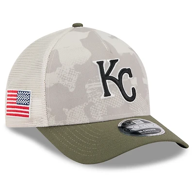 Men's New Era Light Beige/Olive Kansas City Royals 2025 Armed Forces Day 9FORTY M-Crown A-Frame Adjustable Hat
