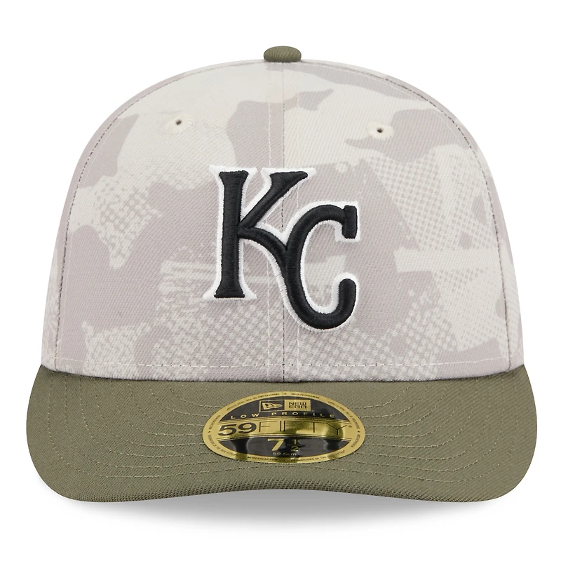 Men's New Era Light Beige/Olive Kansas City Royals 2025 Armed Forces Day Low Profile 59FIFTY Fitted Hat