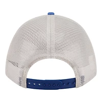 Casquette trucker New Era 9FORTY pour homme, beige clair/bleu roi, Kansas City Royals, modèle Frayed M-Crown A-Frame. Modèle ajustable.