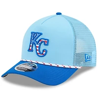 Men's New Era Light Blue/Blue Kansas City Royals 2025 Fourth of July 9FORTY A-Frame M-Crown Adjustable Trucker Hat