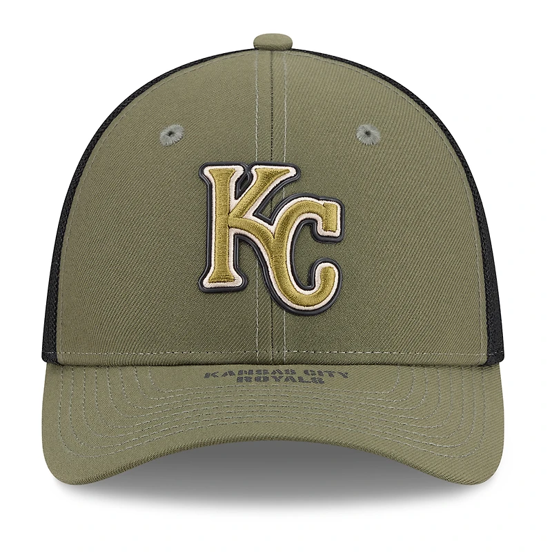 Casquette New Era pour homme, couleur olive, Kansas City Royals, édition spéciale 2026 Journée des forces armées, modèle 39THIRTY M-Crown Flex