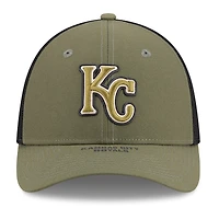 Casquette New Era pour homme, couleur olive, Kansas City Royals, édition spéciale 2026 Journée des forces armées, modèle 39THIRTY M-Crown Flex