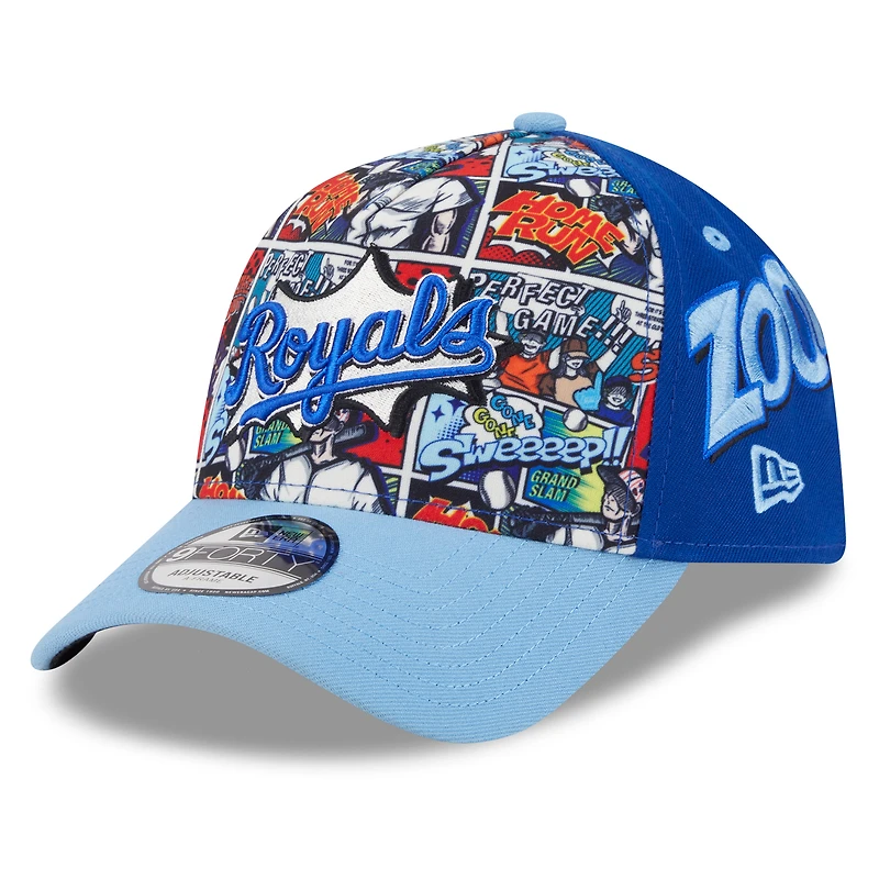 Casquette ajustable New Era 9FORTY pour homme, bleu royal/bleu clair, édition 2025 des Kansas City Royals, Players' Weekend MLB