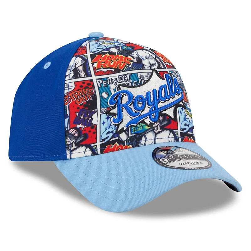 Casquette ajustable New Era 9FORTY pour homme, bleu royal/bleu clair, édition 2025 des Kansas City Royals, Players' Weekend MLB