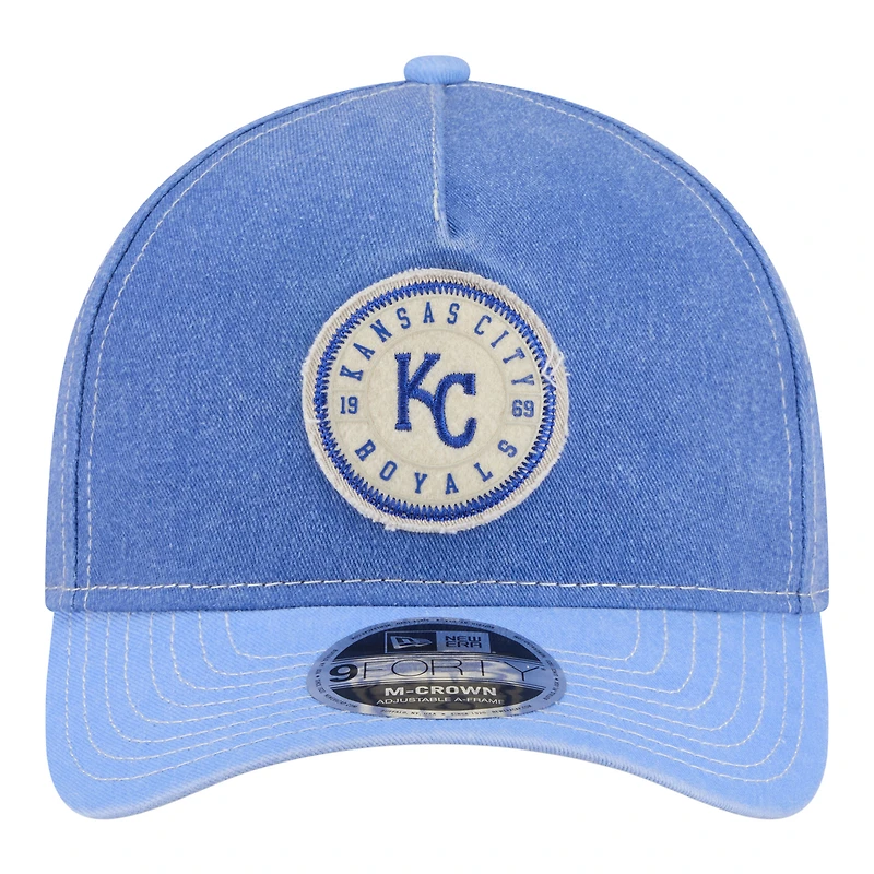 Casquette ajustable New Era pour homme, bleu royal/bleu clair, Kansas City Royals, en feutre, modèle M-Crown 9FORTY