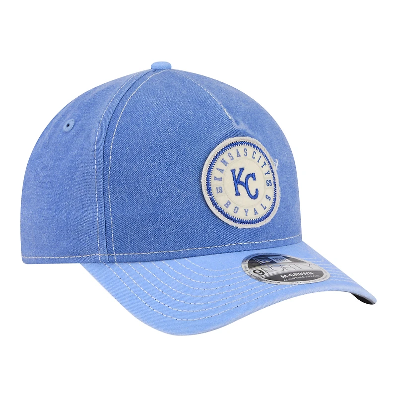 Casquette ajustable New Era pour homme, bleu royal/bleu clair, Kansas City Royals, en feutre, modèle M-Crown 9FORTY