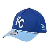 Casquette New Era 39THIRTY Flex pour homme, bleu royal/bleu clair, Kansas City Royals, modèle Rope M-Crown A-Frame.