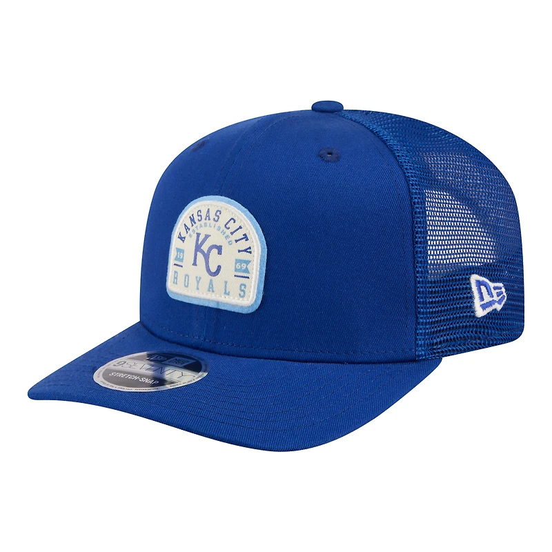 Casquette trucker ajustable New Era Royal Kansas City Royals Contest 9SEVENTY pour homme