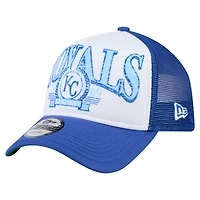 Casquette camionneur ajustable New Era Royal Kansas City Royals 9FORTY A-Frame pour homme