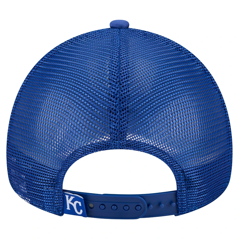 Men's New Era Royal Kansas City Royals Distressed 9FORTY A-Frame Adjustable Trucker Hat