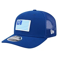 Casquette extensible à bouton-pression New Era Royal Kansas City Royals Flag 9SEVENTY pour homme