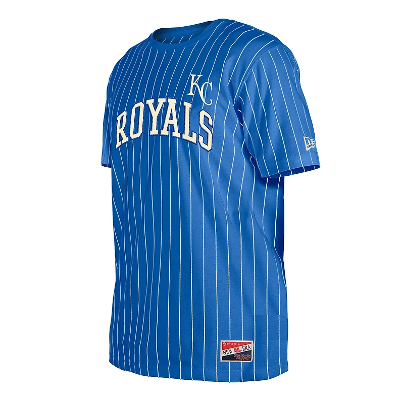 T-shirt à rayures rétro New Era Royal Kansas City Royals pour homme